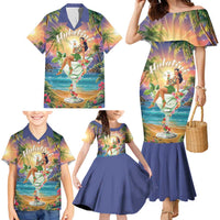 Aloha Hawaii Family Matching Mermaid Dress and Hawaiian Shirt Hula Martini Tropical Vibes - Wonder Print Shop