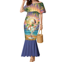 Aloha Hawaii Family Matching Mermaid Dress and Hawaiian Shirt Hula Martini Tropical Vibes - Wonder Print Shop
