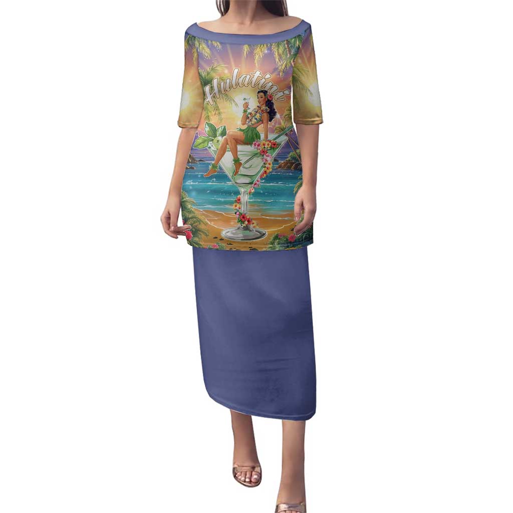 Aloha Hawaii Family Matching Puletasi and Hawaiian Shirt Hula Martini Tropical Vibes - Wonder Print Shop