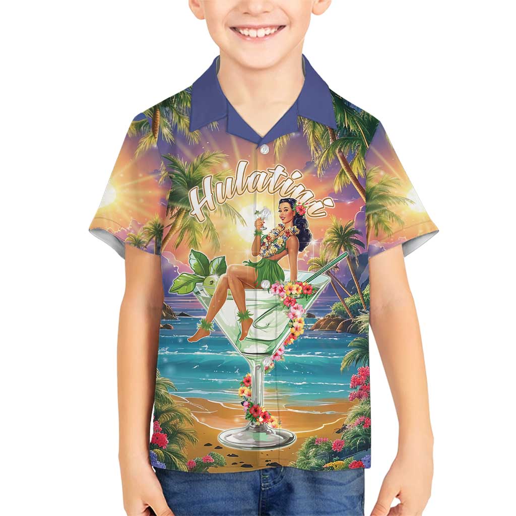 Aloha Hawaii Family Matching Puletasi and Hawaiian Shirt Hula Martini Tropical Vibes - Wonder Print Shop