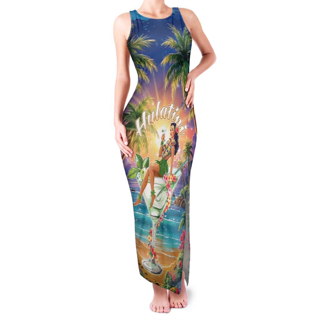Aloha Hawaii Family Matching Tank Maxi Dress and Hawaiian Shirt Hula Martini Tropical Vibes - Wonder Print Shop
