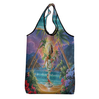 Aloha Hawaii Grocery Bag Hula Martini Tropical Vibes - Wonder Print Shop