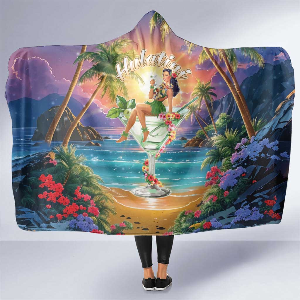 Aloha Hawaii Hooded Blanket Hula Martini Tropical Vibes - Wonder Print Shop