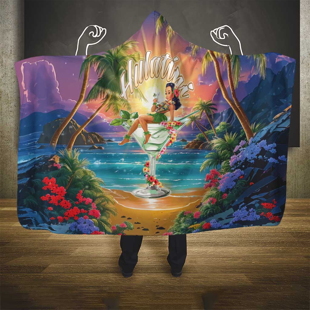 Aloha Hawaii Hooded Blanket Hula Martini Tropical Vibes - Wonder Print Shop
