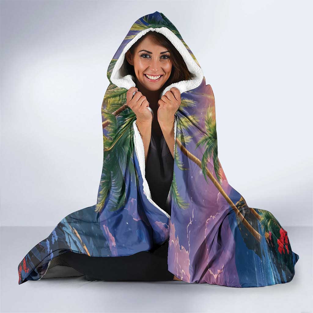 Aloha Hawaii Hooded Blanket Hula Martini Tropical Vibes - Wonder Print Shop