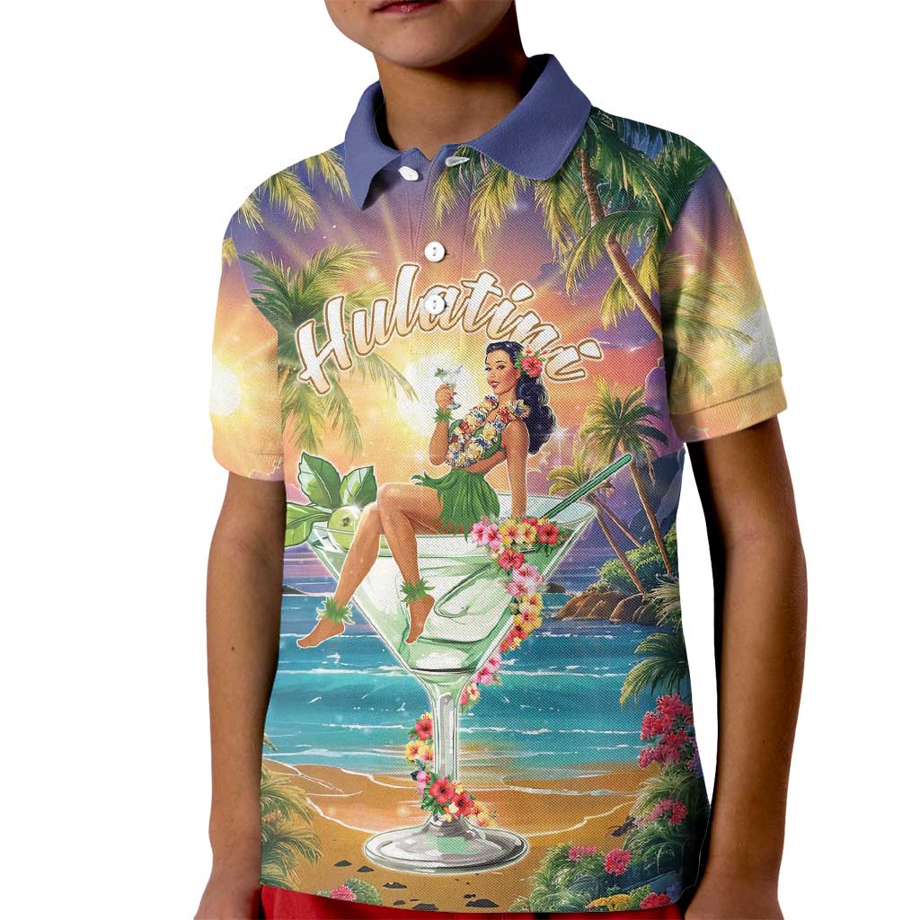 Aloha Hawaii Kid Polo Shirt Hula Martini Tropical Vibes - Wonder Print Shop
