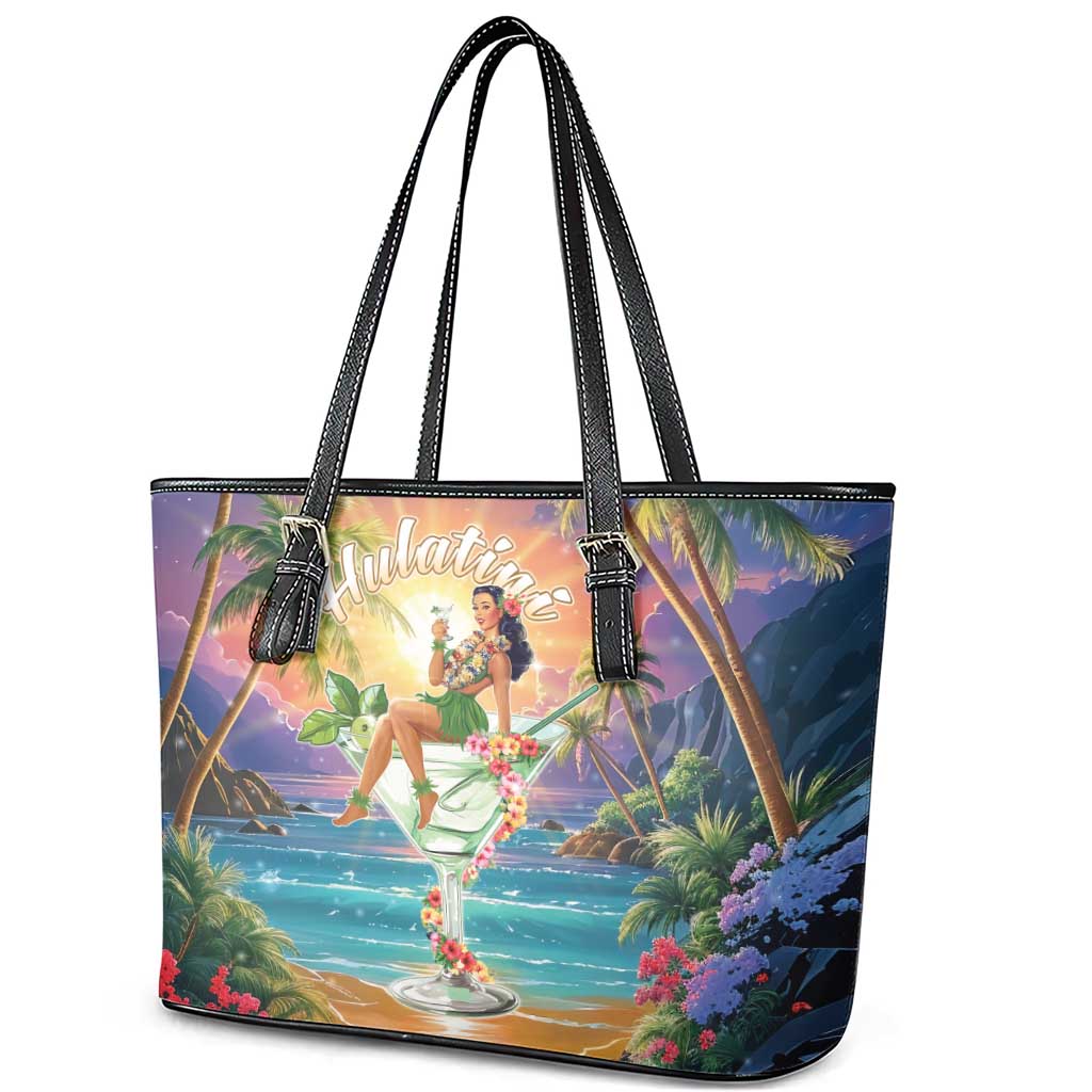 Aloha Hawaii Leather Tote Bag Hula Martini Tropical Vibes - Wonder Print Shop