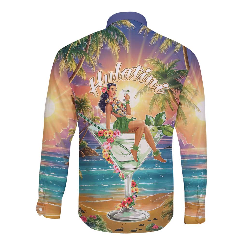 Aloha Hawaii Long Sleeve Button Shirt Hula Martini Tropical Vibes - Wonder Print Shop