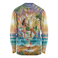 Aloha Hawaii Long Sleeve Shirt Hula Martini Tropical Vibes - Wonder Print Shop