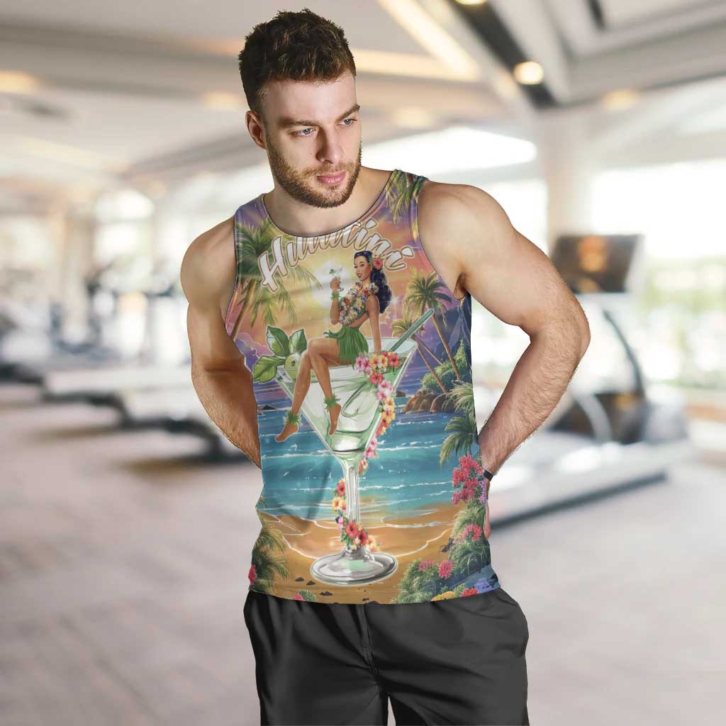 Aloha Hawaii Men Tank Top Hula Martini Tropical Vibes - Wonder Print Shop