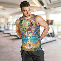 Aloha Hawaii Men Tank Top Hula Martini Tropical Vibes - Wonder Print Shop