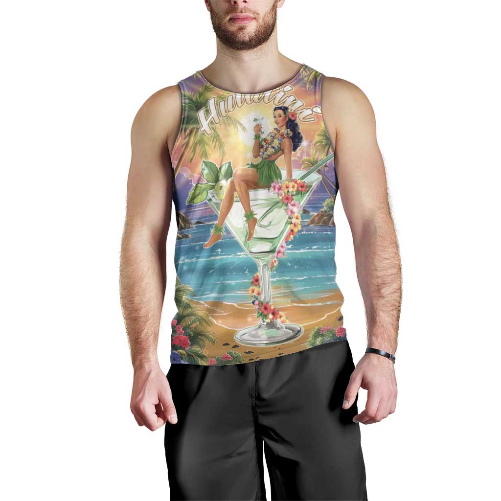Aloha Hawaii Men Tank Top Hula Martini Tropical Vibes - Wonder Print Shop