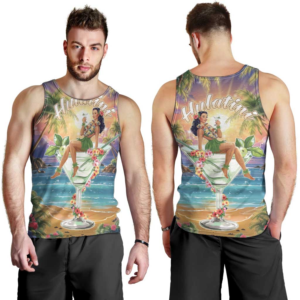 Aloha Hawaii Men Tank Top Hula Martini Tropical Vibes - Wonder Print Shop