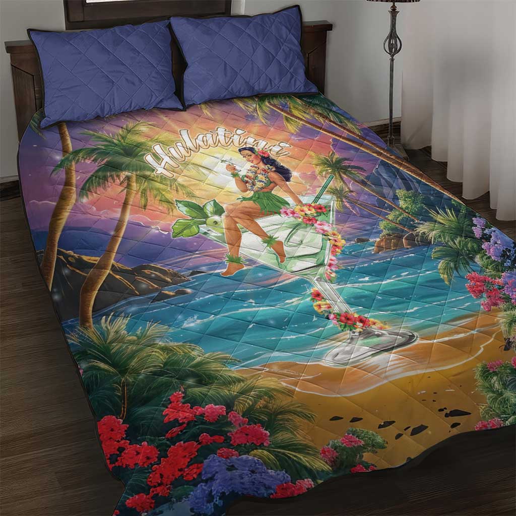 Aloha Hawaii Quilt Bed Set Hula Martini Tropical Vibes - Wonder Print Shop