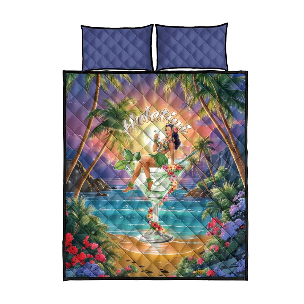 Aloha Hawaii Quilt Bed Set Hula Martini Tropical Vibes - Wonder Print Shop