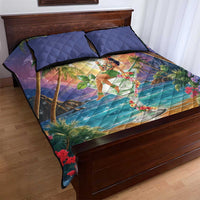 Aloha Hawaii Quilt Bed Set Hula Martini Tropical Vibes - Wonder Print Shop