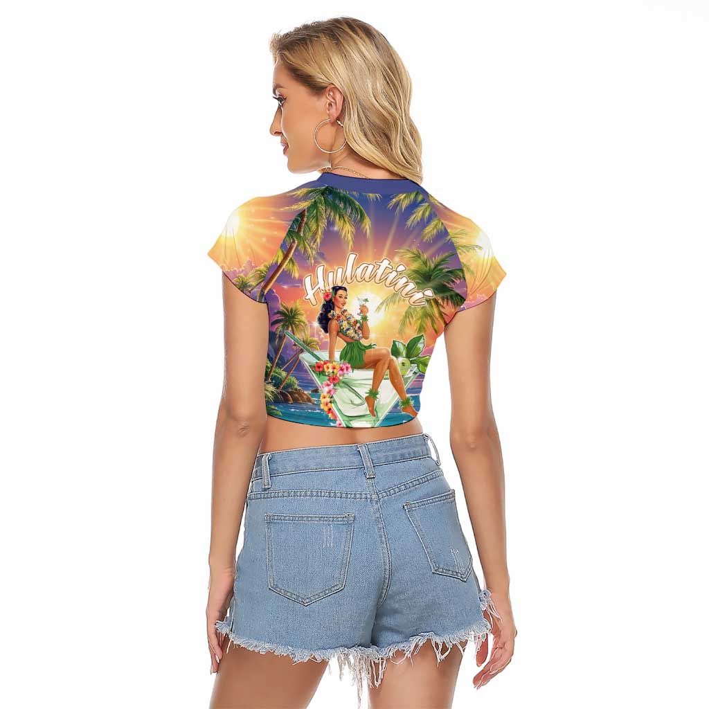 Aloha Hawaii Raglan Cropped T Shirt Hula Martini Tropical Vibes - Wonder Print Shop