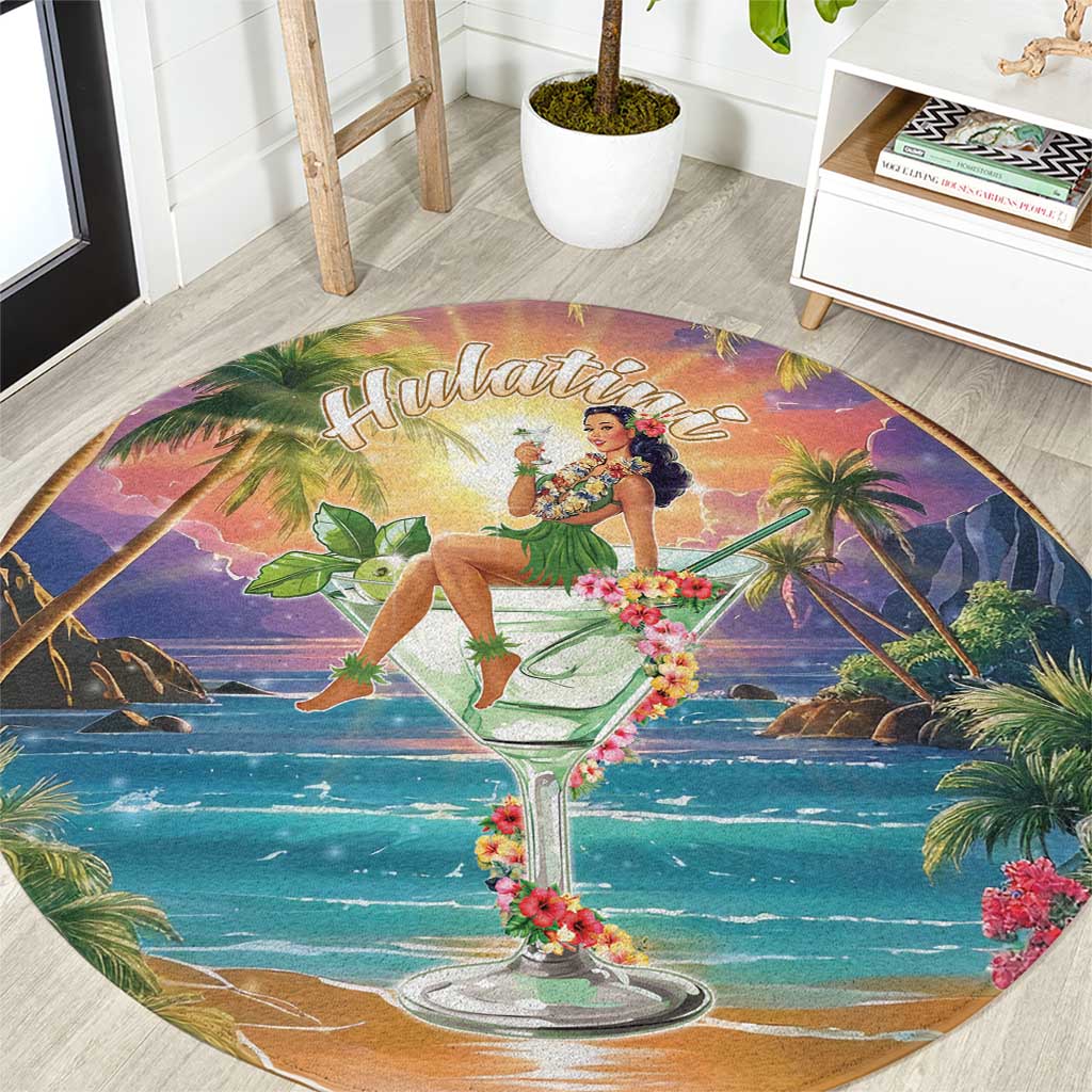 Aloha Hawaii Round Carpet Hula Martini Tropical Vibes - Wonder Print Shop
