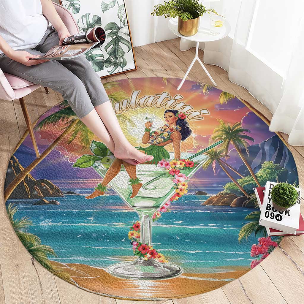 Aloha Hawaii Round Carpet Hula Martini Tropical Vibes - Wonder Print Shop