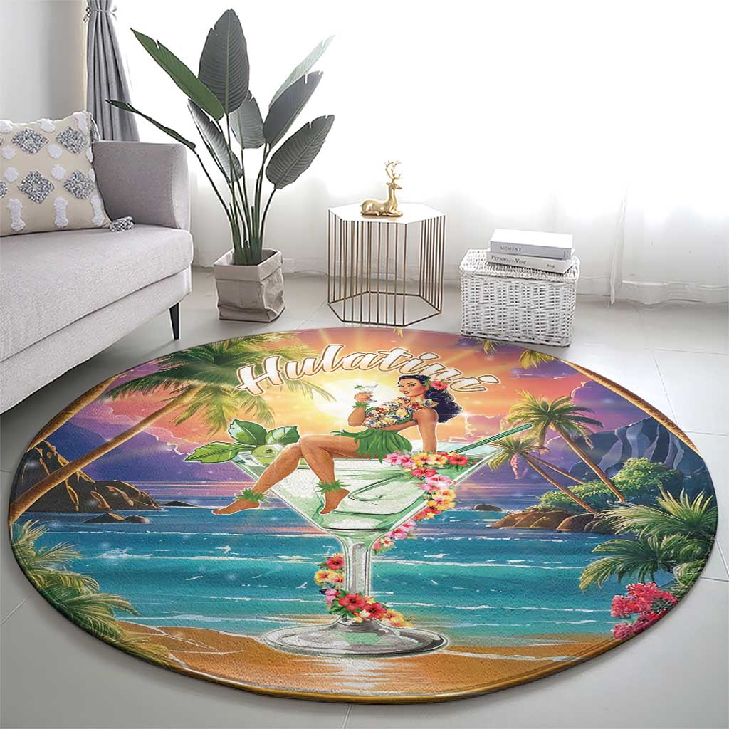 Aloha Hawaii Round Carpet Hula Martini Tropical Vibes - Wonder Print Shop