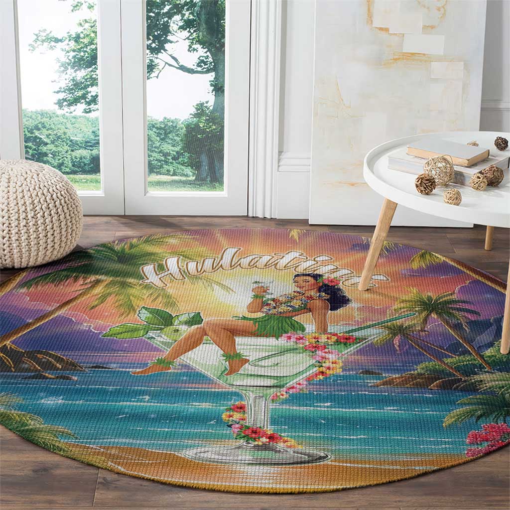 Aloha Hawaii Round Carpet Hula Martini Tropical Vibes - Wonder Print Shop