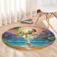 Aloha Hawaii Round Carpet Hula Martini Tropical Vibes - Wonder Print Shop