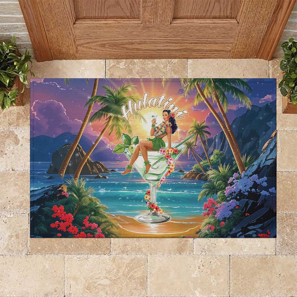 Aloha Hawaii Rubber Doormat Hula Martini Tropical Vibes - Wonder Print Shop