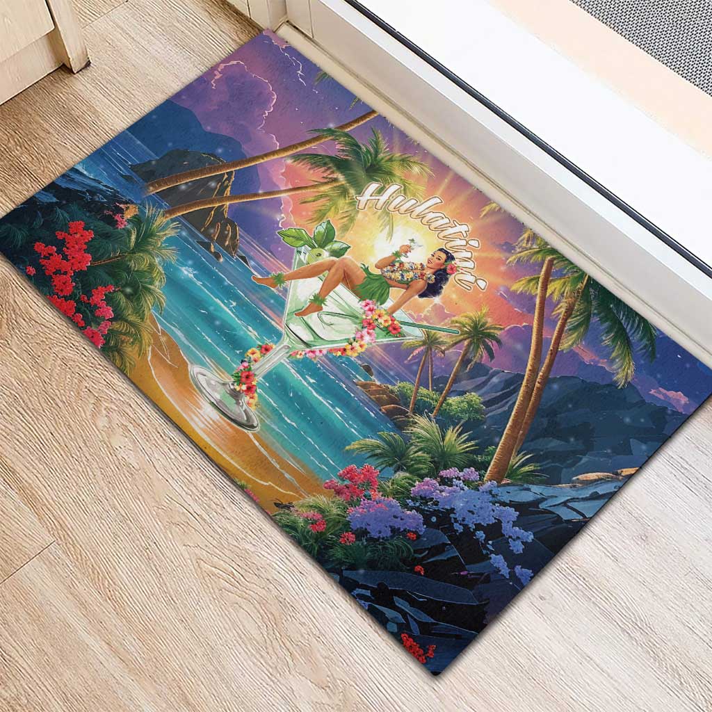 Aloha Hawaii Rubber Doormat Hula Martini Tropical Vibes - Wonder Print Shop