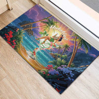 Aloha Hawaii Rubber Doormat Hula Martini Tropical Vibes - Wonder Print Shop