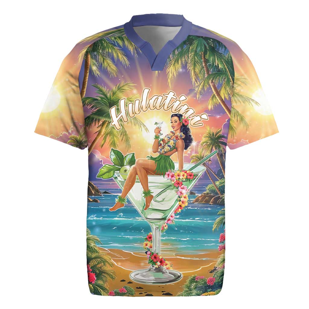 Aloha Hawaii Rugby Jersey Hula Martini Tropical Vibes - Wonder Print Shop