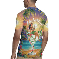 Aloha Hawaii Rugby Jersey Hula Martini Tropical Vibes - Wonder Print Shop