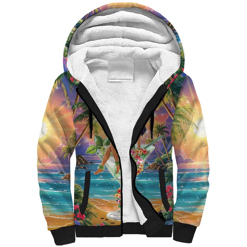 Aloha Hawaii Sherpa Hoodie Hula Martini Tropical Vibes - Wonder Print Shop