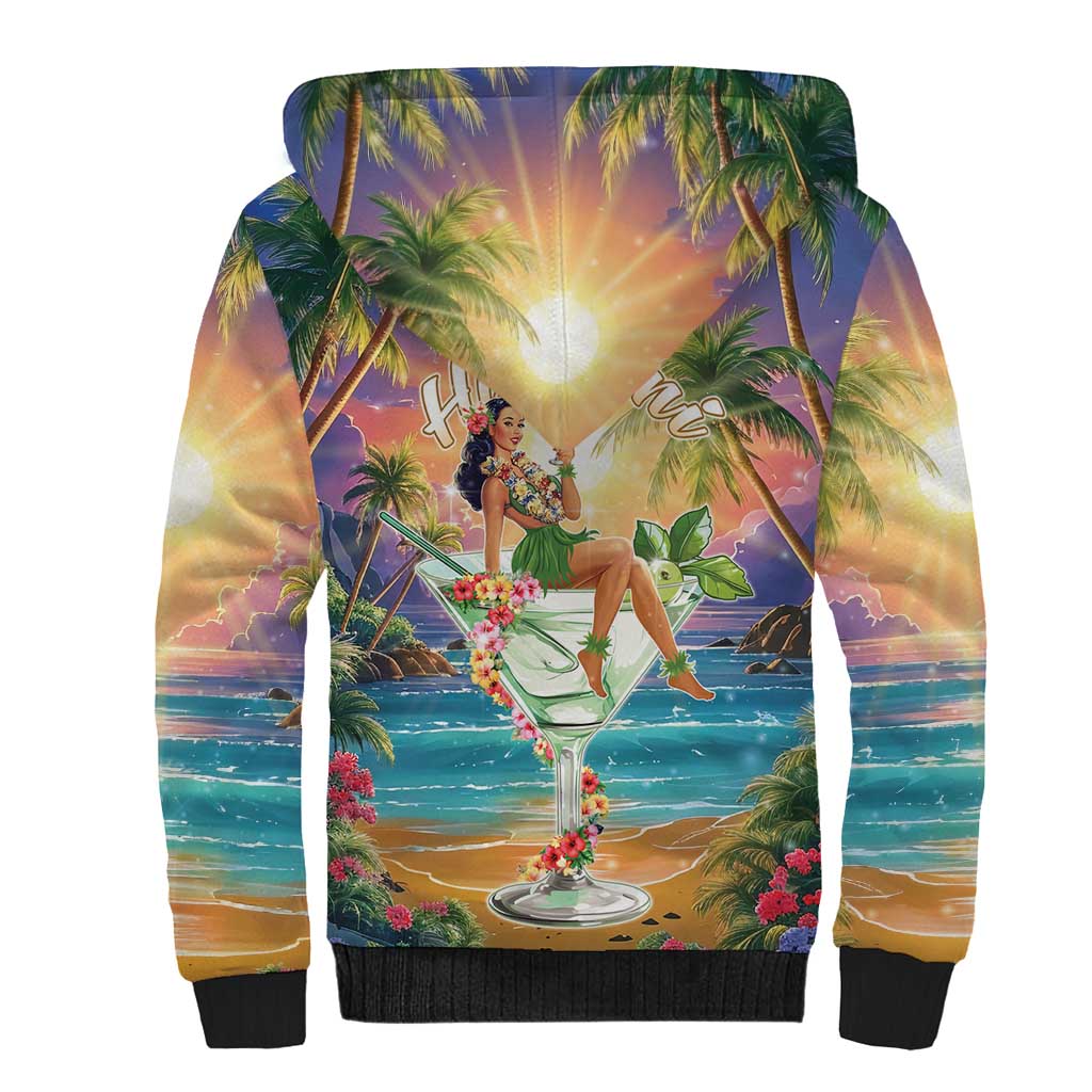 Aloha Hawaii Sherpa Hoodie Hula Martini Tropical Vibes - Wonder Print Shop