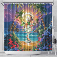 Aloha Hawaii Shower Curtain Hula Martini Tropical Vibes - Wonder Print Shop