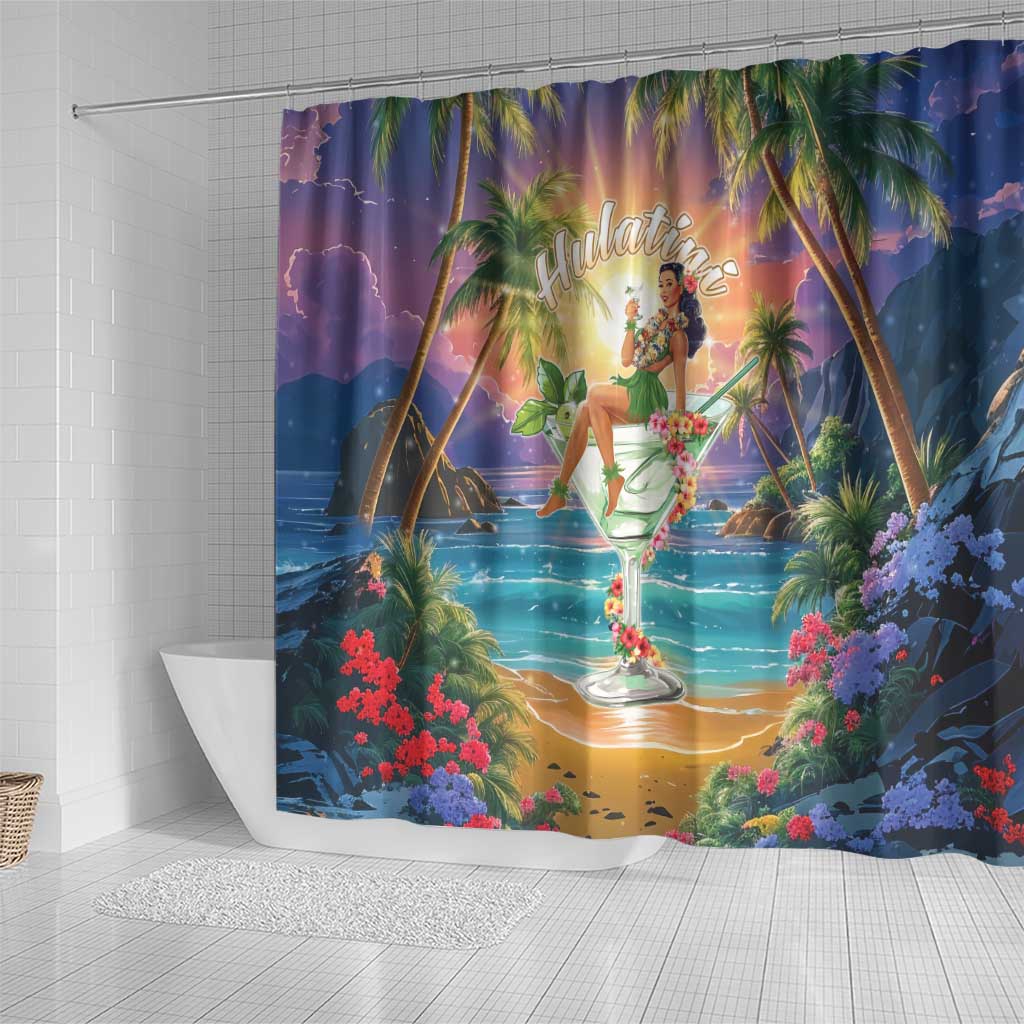 Aloha Hawaii Shower Curtain Hula Martini Tropical Vibes - Wonder Print Shop