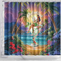 Aloha Hawaii Shower Curtain Hula Martini Tropical Vibes - Wonder Print Shop