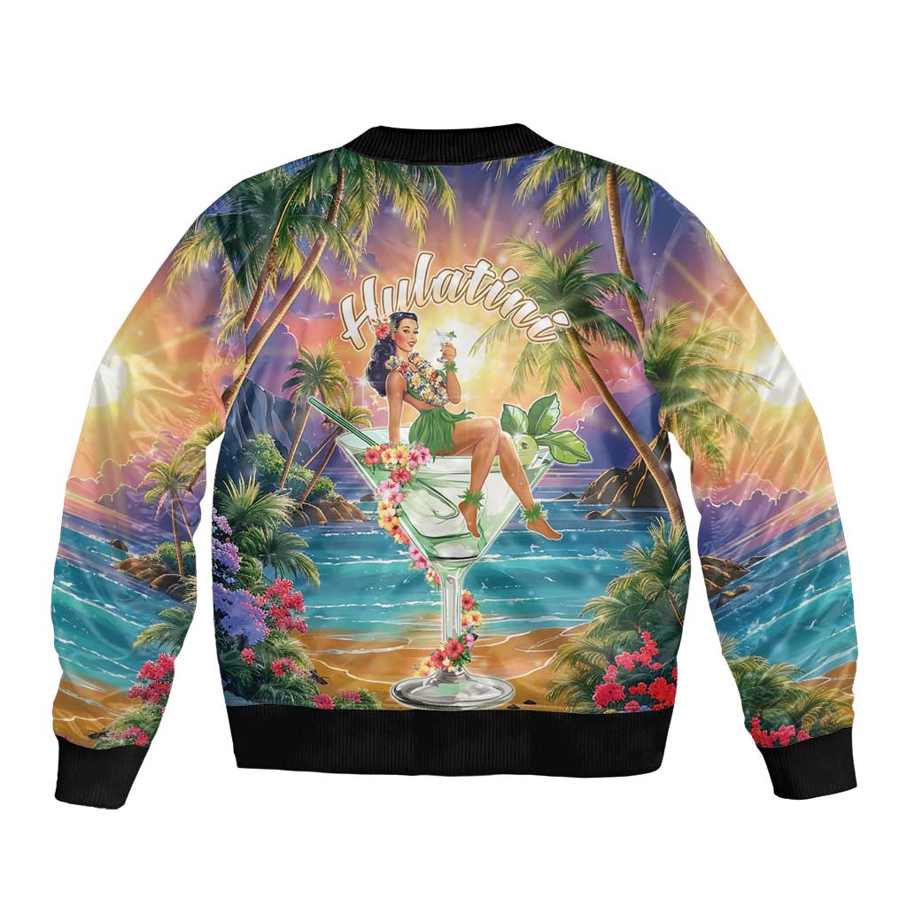 Aloha Hawaii Sleeve Zip Bomber Jacket Hula Martini Tropical Vibes - Wonder Print Shop