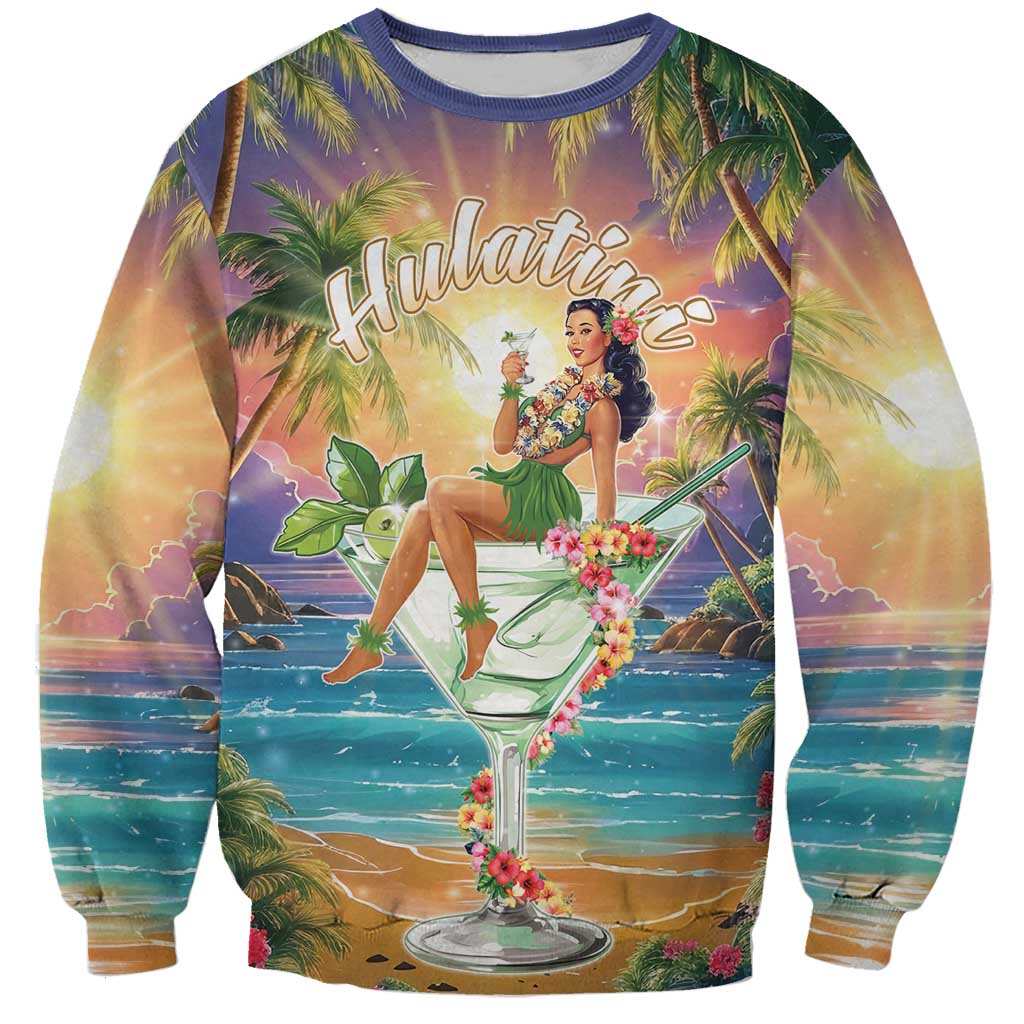 Aloha Hawaii Sweatshirt Hula Martini Tropical Vibes - Wonder Print Shop