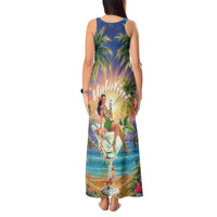 Aloha Hawaii Tank Maxi Dress Hula Martini Tropical Vibes - Wonder Print Shop