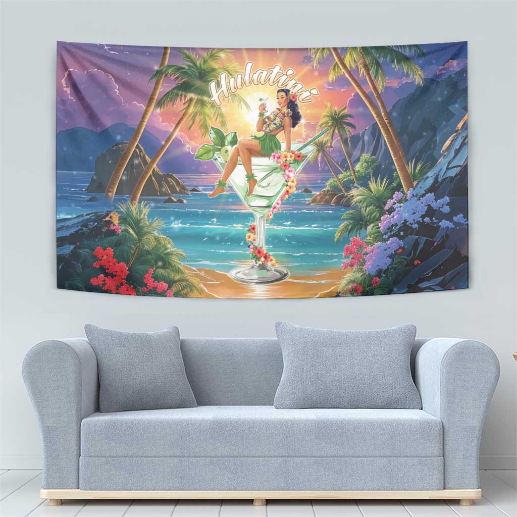 Aloha Hawaii Tapestry Hula Martini Tropical Vibes - Wonder Print Shop