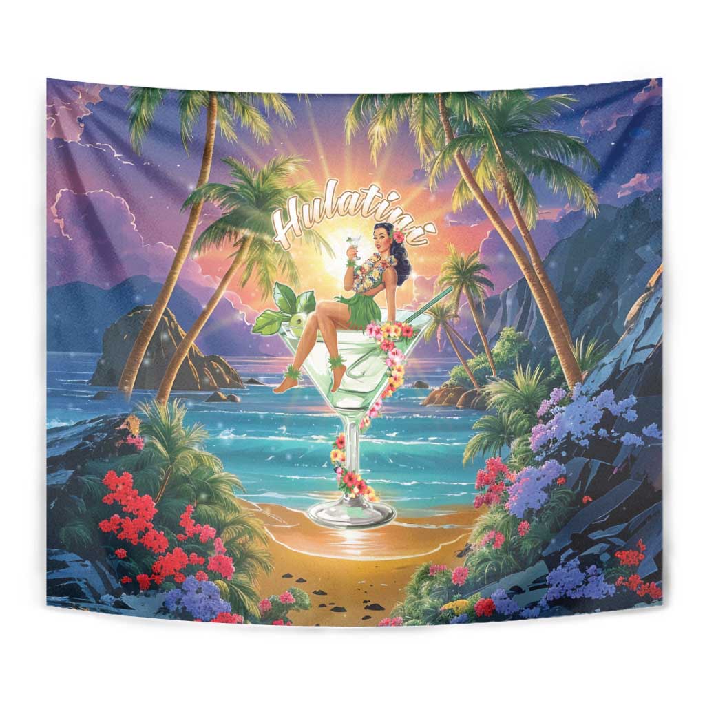 Aloha Hawaii Tapestry Hula Martini Tropical Vibes - Wonder Print Shop