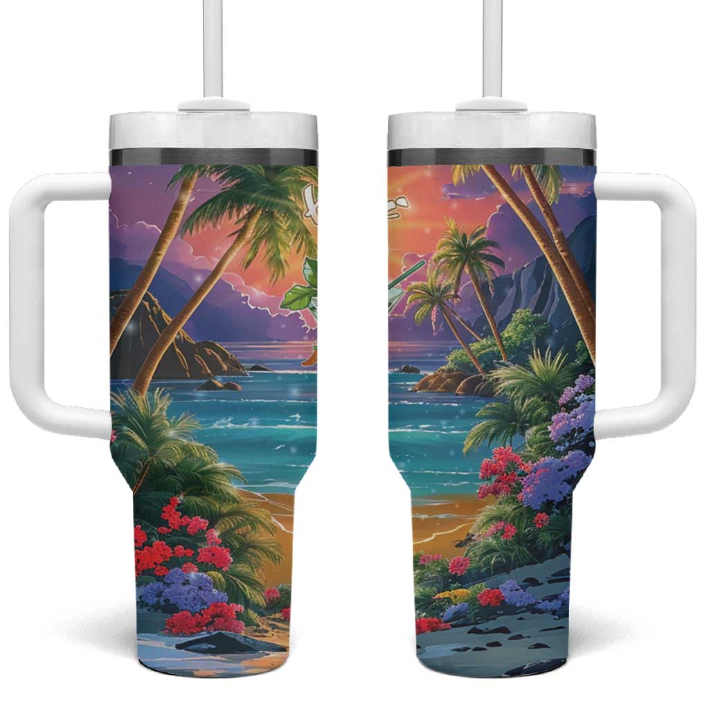 Aloha Hawaii Tumbler With Handle Hula Martini Tropical Vibes - Wonder Print Shop