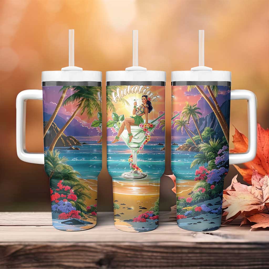 Aloha Hawaii Tumbler With Handle Hula Martini Tropical Vibes - Wonder Print Shop