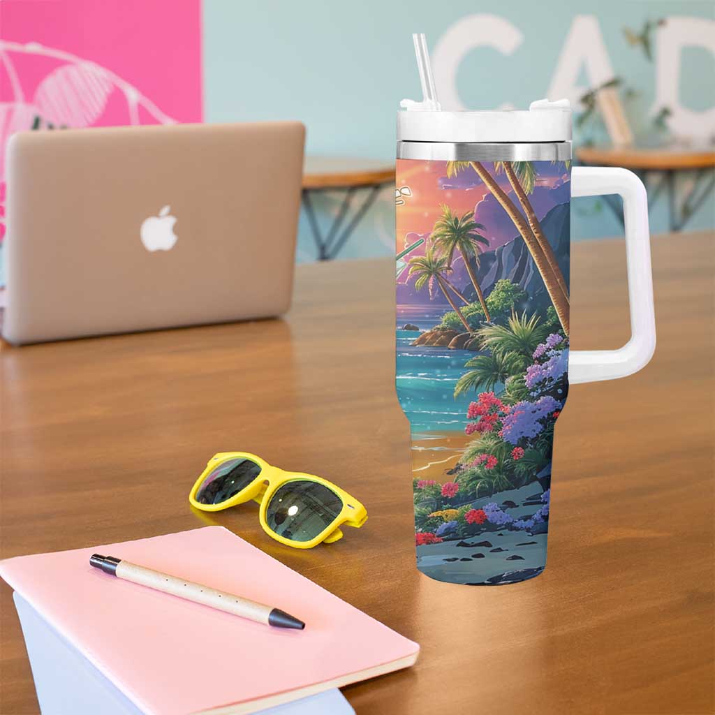 Aloha Hawaii Tumbler With Handle Hula Martini Tropical Vibes - Wonder Print Shop