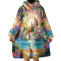 Aloha Hawaii Wearable Blanket Hoodie Hula Martini Tropical Vibes - Wonder Print Shop