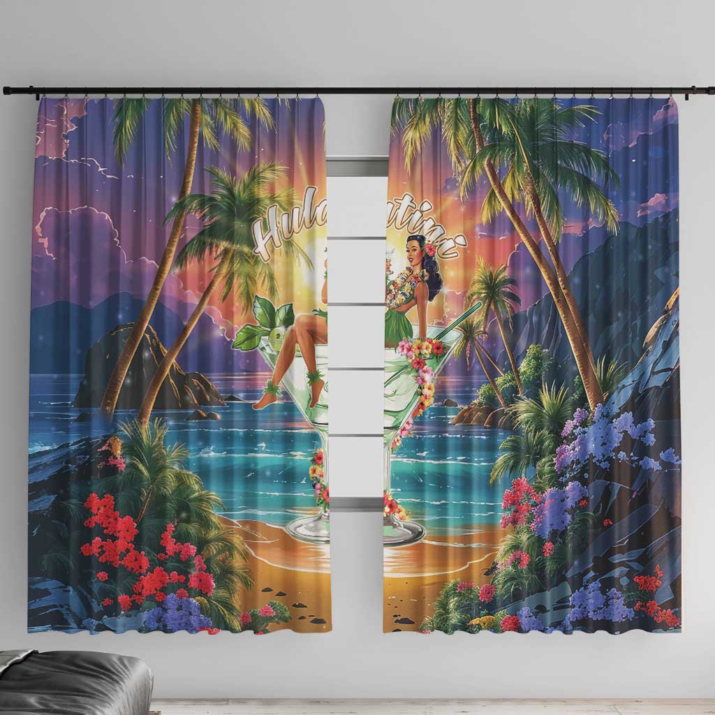 Aloha Hawaii Window Curtain Hula Martini Tropical Vibes - Wonder Print Shop