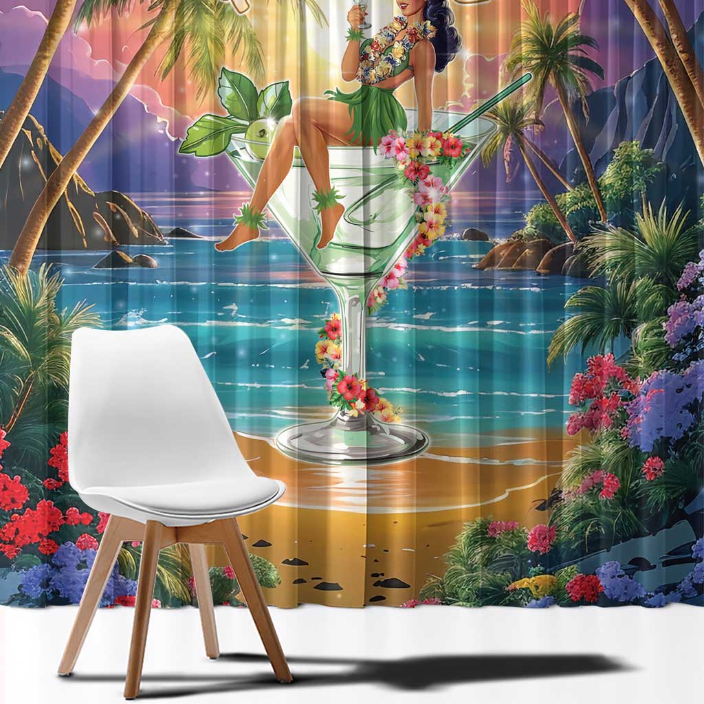 Aloha Hawaii Window Curtain Hula Martini Tropical Vibes - Wonder Print Shop