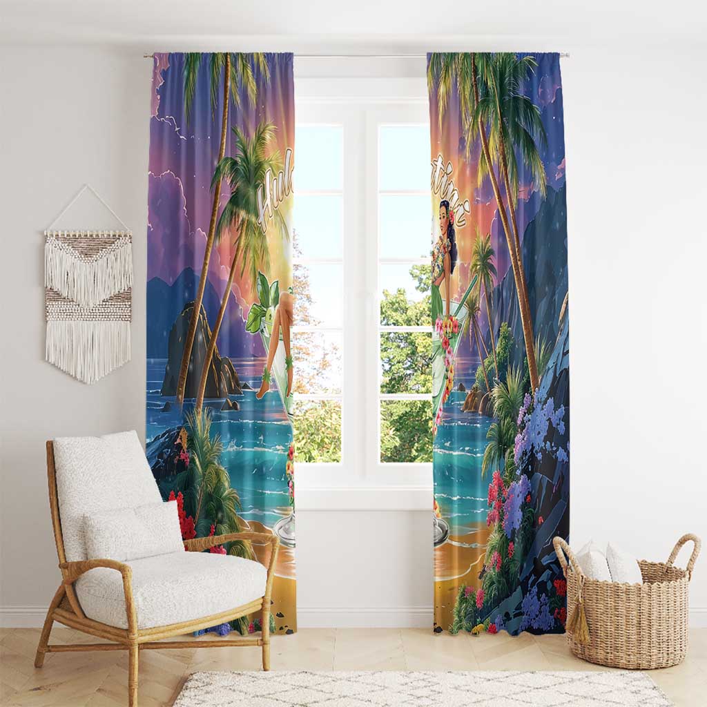 Aloha Hawaii Window Curtain Hula Martini Tropical Vibes - Wonder Print Shop
