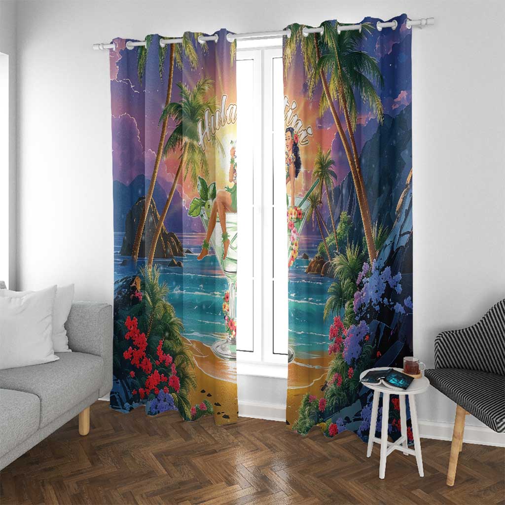 Aloha Hawaii Window Curtain Hula Martini Tropical Vibes - Wonder Print Shop