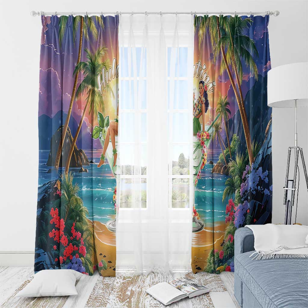 Aloha Hawaii Window Curtain Hula Martini Tropical Vibes - Wonder Print Shop